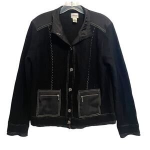 Chico's Vintage Black Wool Cardigan Size 1 (Womens Small) Mixed Media Topper